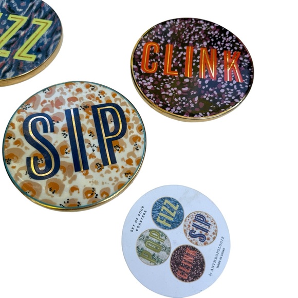 Anthropologie Cocktail Sounds Metallic Coaster Set - Picture 5 of 6